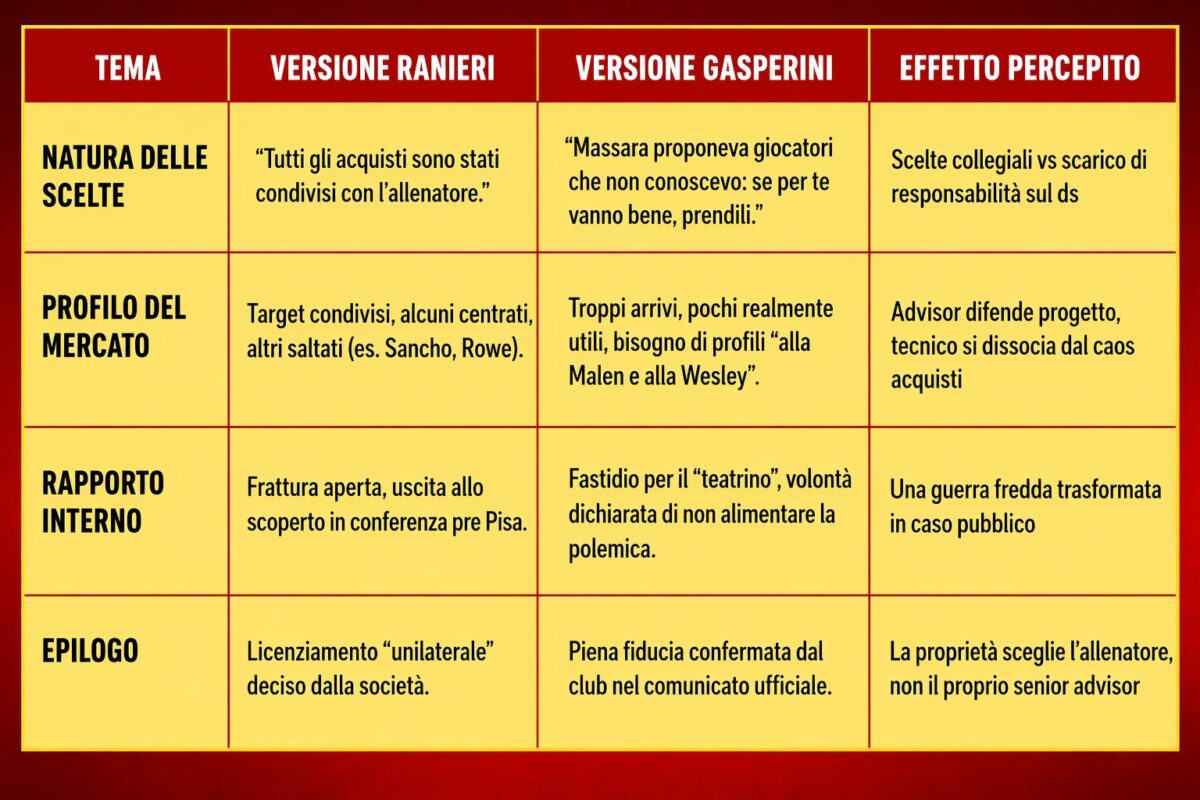 ranieri gasperini dichiarazioni a confronto